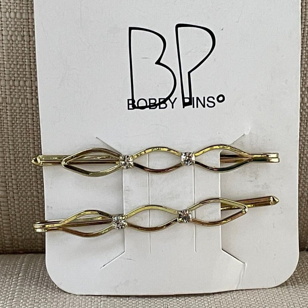Bobby Pins Hair Pins Gold Tone Metal Pins Hair Accessory BP Set of 2 Pin…
